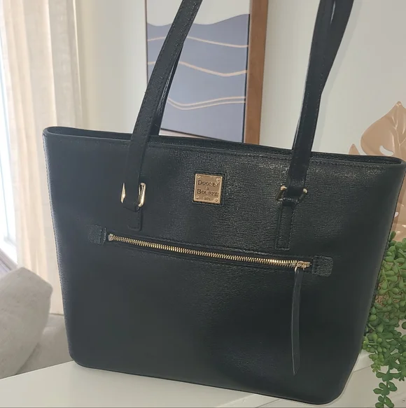 Dooney & Bourke Black Tote with Gold Accents - Picture 2 of 11